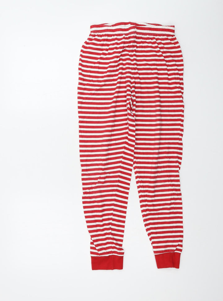 Christmas Womens White Striped  Sweatpants Trousers Size 8 L24 in
