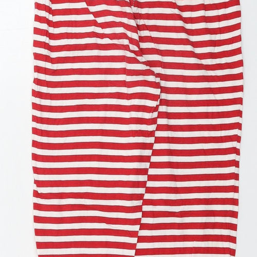 Christmas Womens White Striped  Sweatpants Trousers Size 8 L24 in