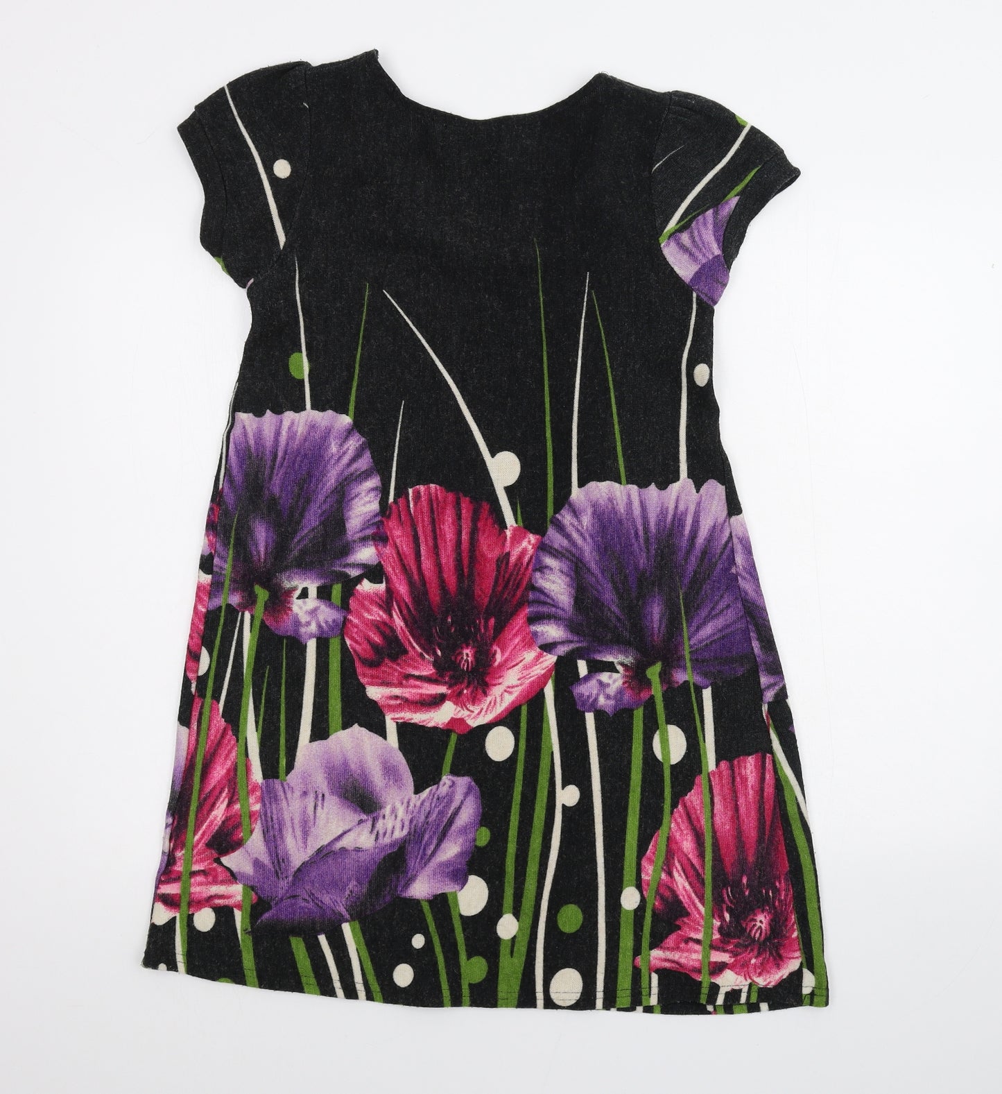 Apricot Womens Black Floral  Basic T-Shirt Size 8