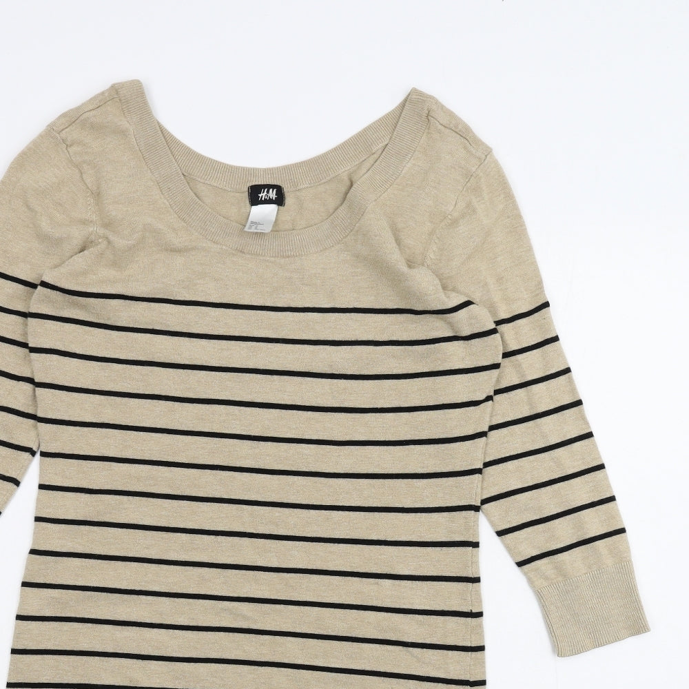 H&M Womens Brown Striped  A-Line  Size M