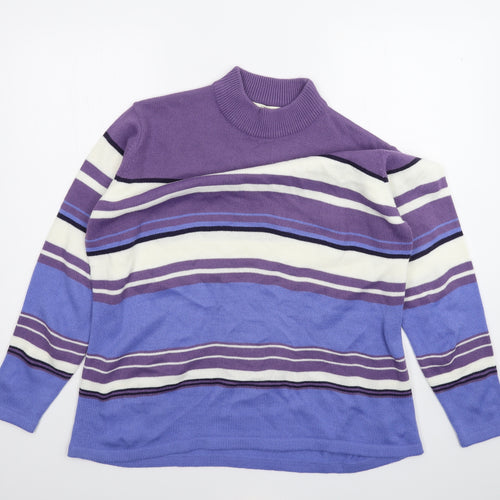 EWM Womens Purple Striped  Pullover Jumper Size XL