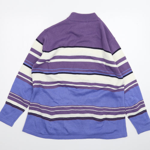 EWM Womens Purple Striped  Pullover Jumper Size XL