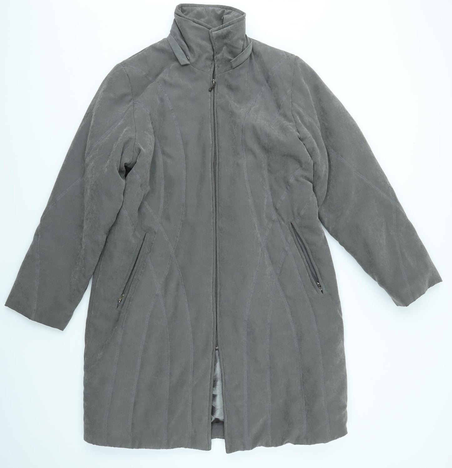 DAVID BARRY Womens Grey   Overcoat Coat Size 14