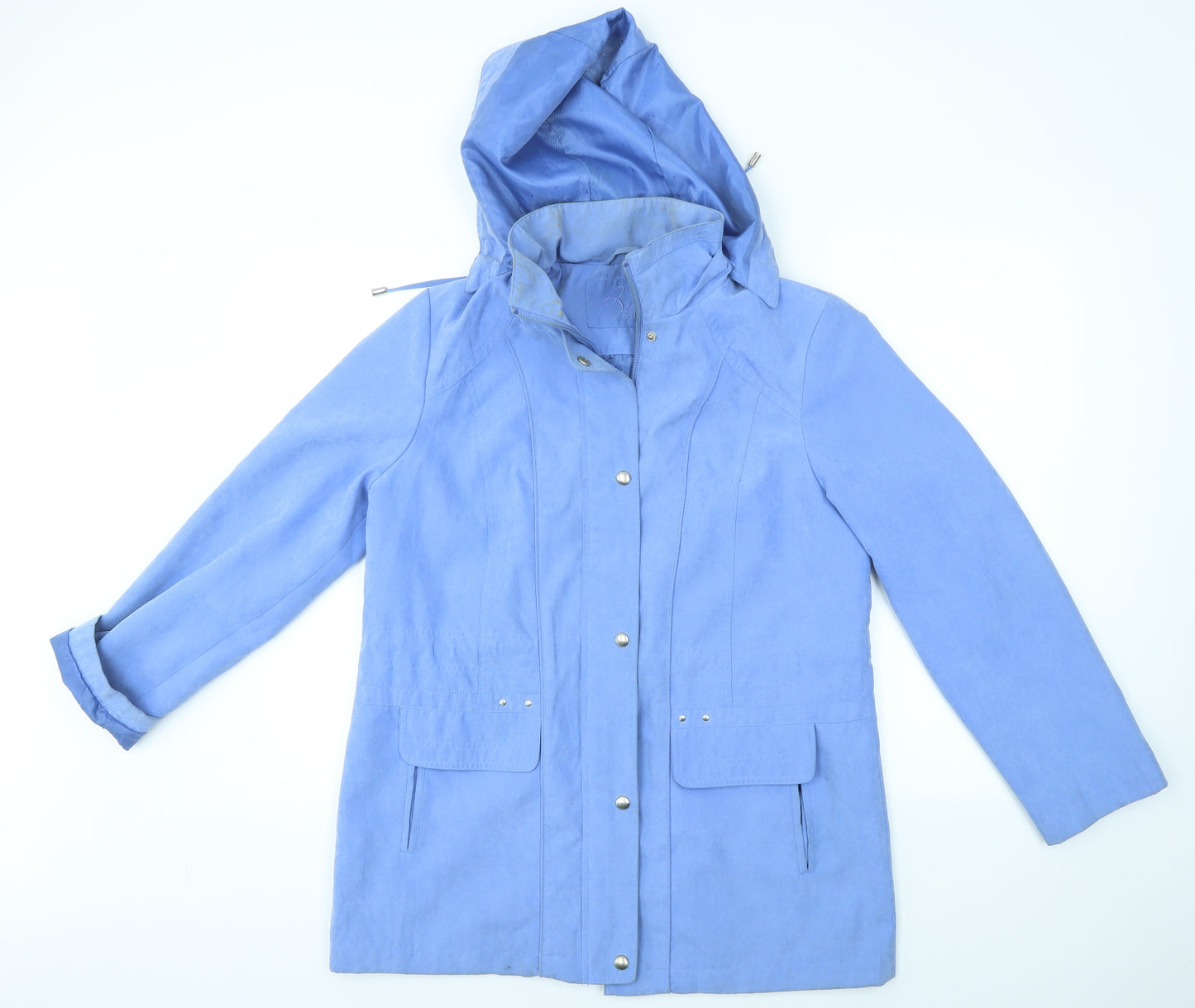 BM COLLECTION Womens Blue   Overcoat Coat Size S