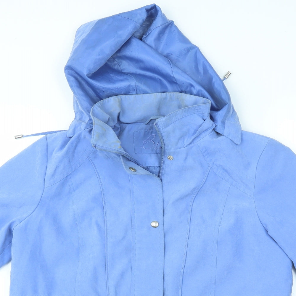 BM COLLECTION Womens Blue   Overcoat Coat Size S