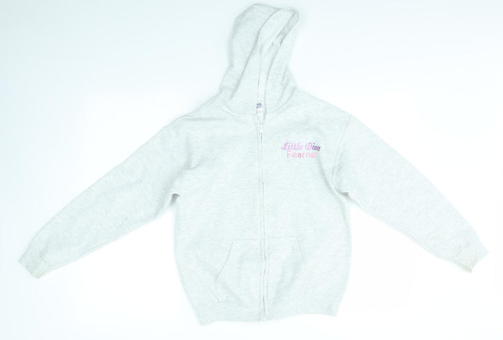 Gildan Girls Grey Full Zip Hoodie Size L - LITTLE DIVA FEARNE DANCE STUDIO