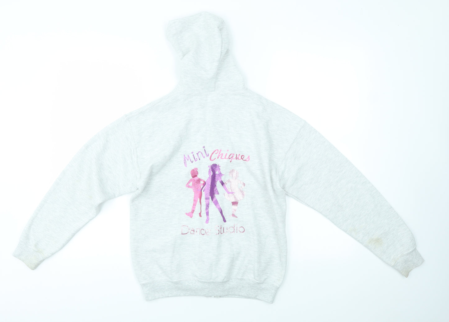 Gildan Girls Grey   Full Zip Hoodie Size L  - LITTLE DIVA FEARNE DANCE STUDIO