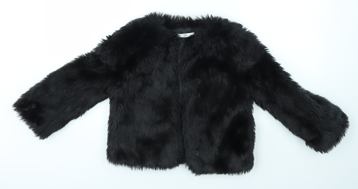M&S Girls Black   Jacket Coat Size 7-8 Years