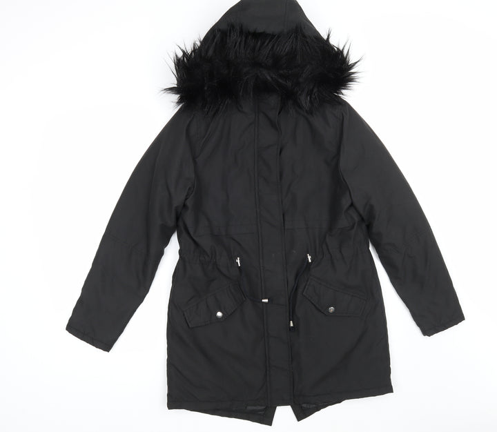 New Look Womens Black Parka Coatigan Size 8