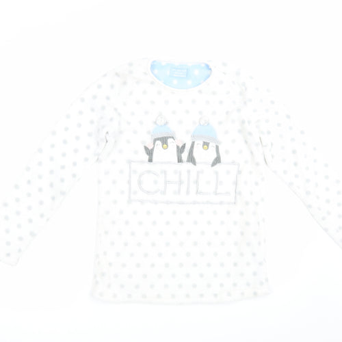Primark Girls White Polka Dot  Top Pyjama Top Size 12 Years  - Penguin