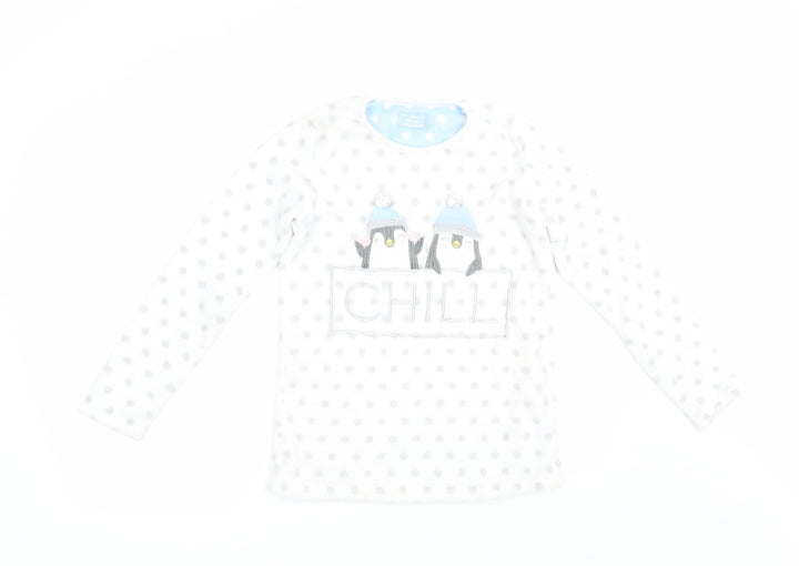 Primark Girls White Polka Dot Top Pyjama Top Size 12 Years - Penguin
