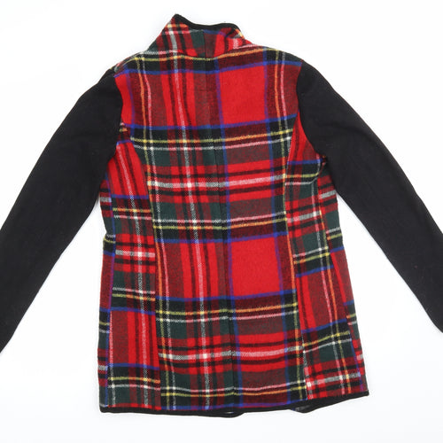 River Island Womens Red Check  Overcoat Coat Size 8