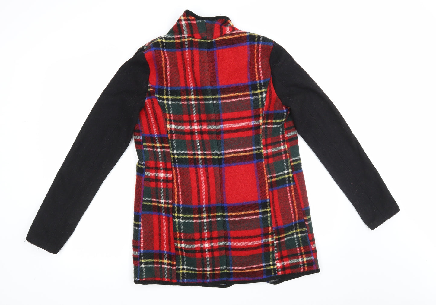 River Island Womens Red Check  Overcoat Coat Size 8