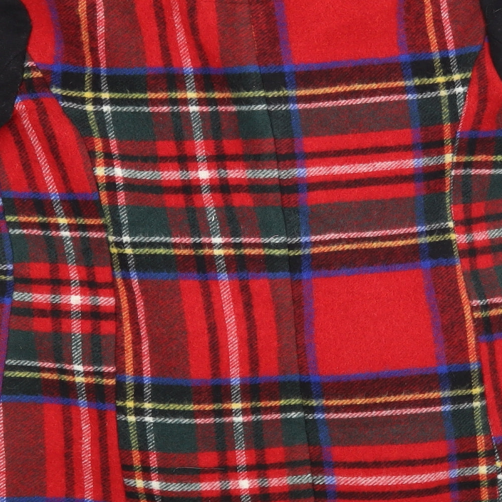 River Island Womens Red Check  Overcoat Coat Size 8