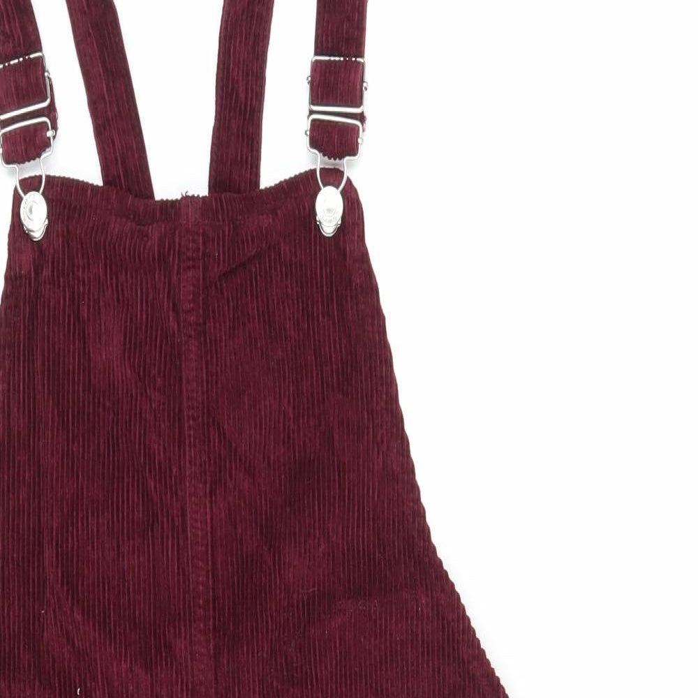 Topshop Womens Red  Corduroy Pinafore/Dungaree Dress  Size 8