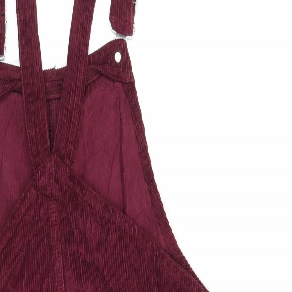Topshop Womens Red  Corduroy Pinafore/Dungaree Dress  Size 8