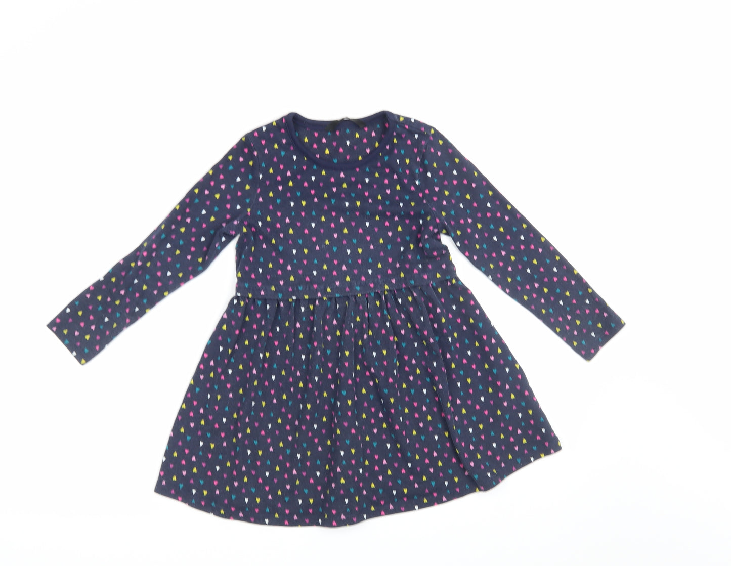 George Girls Blue Geometric  A-Line  Size 4-5 Years  - Heart print