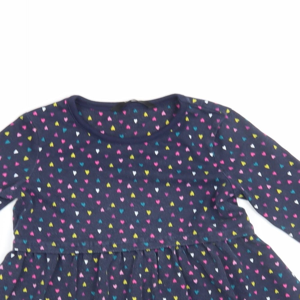 George Girls Blue Geometric  A-Line  Size 4-5 Years  - Heart print