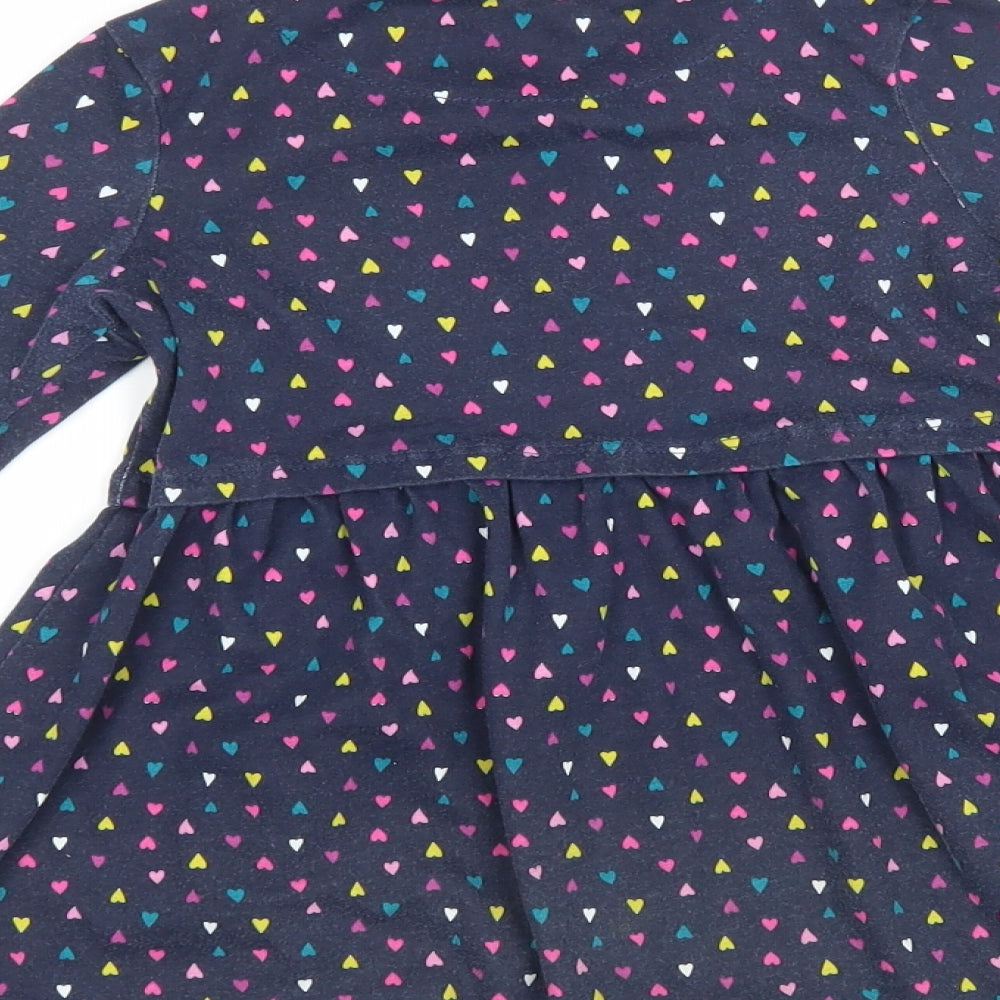 George Girls Blue Geometric  A-Line  Size 4-5 Years  - Heart print