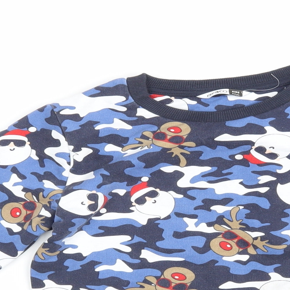 Pep&Co Boys Blue Camouflage  Pullover Sweatshirt Size 8-9 Years  - Xmas Sweatshirt