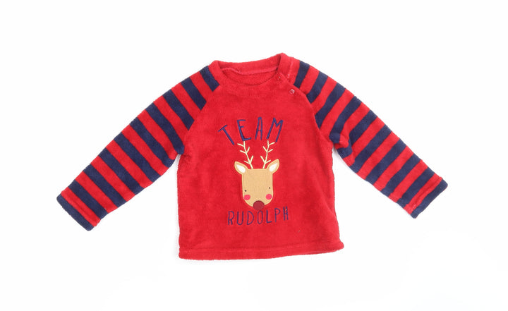 Primark Baby Red Striped Pyjama Top Size 18-24 Months - Rudolph