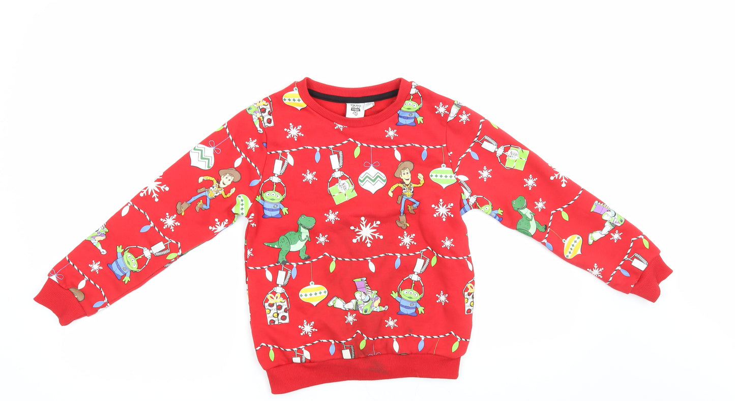 Primark Girls Red Geometric  Pullover Sweatshirt Size 7-8 Years  - Toy Story Christmas