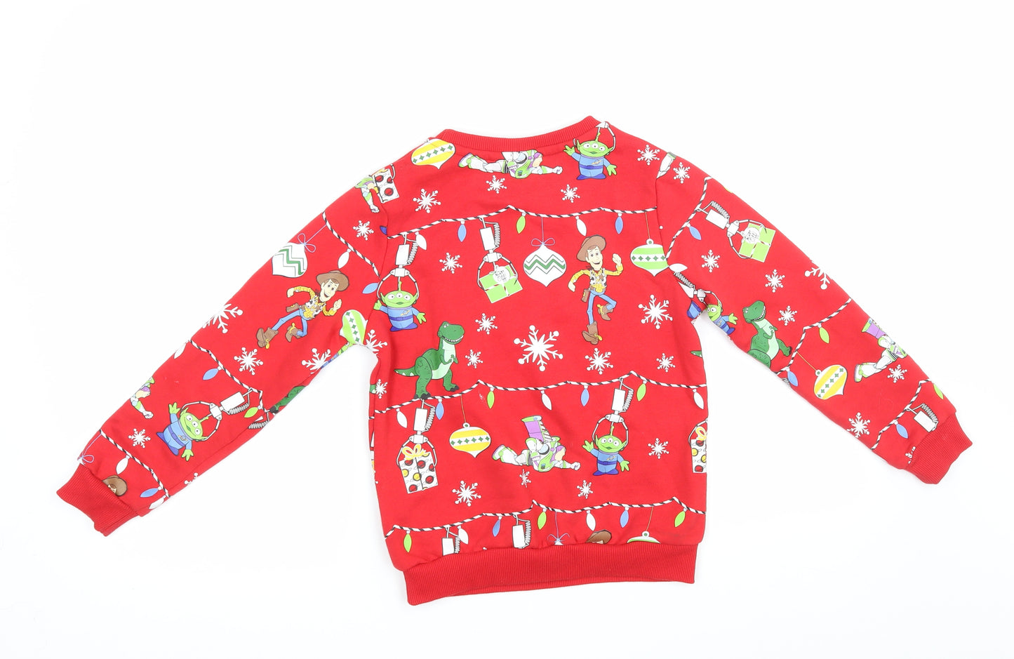 Primark Girls Red Geometric  Pullover Sweatshirt Size 7-8 Years  - Toy Story Christmas