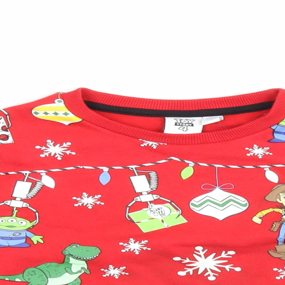 Primark Girls Red Geometric  Pullover Sweatshirt Size 7-8 Years  - Toy Story Christmas