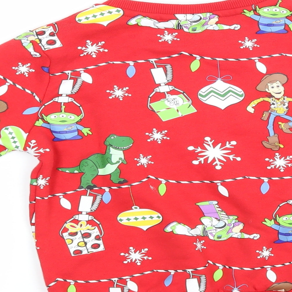 Primark Girls Red Geometric  Pullover Sweatshirt Size 7-8 Years  - Toy Story Christmas