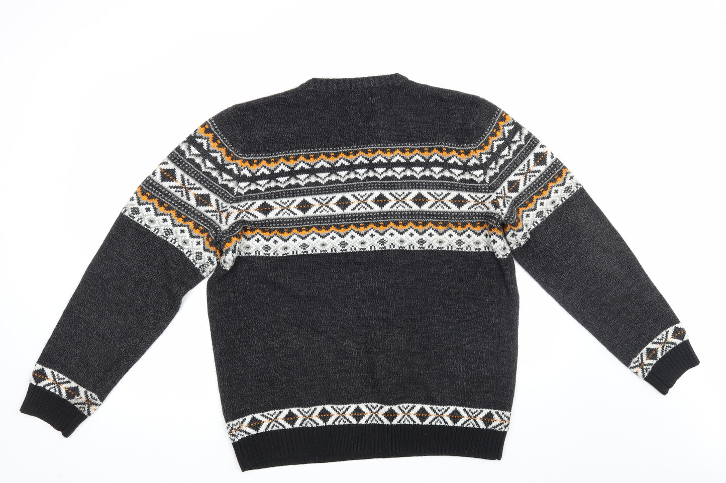 George Mens Grey Fair Isle  Pullover Jumper Size L