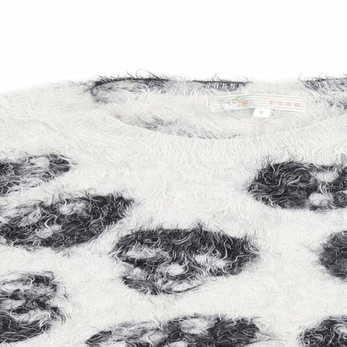 Cameo Rose Womens Grey Floral  Pullover Jumper Size S