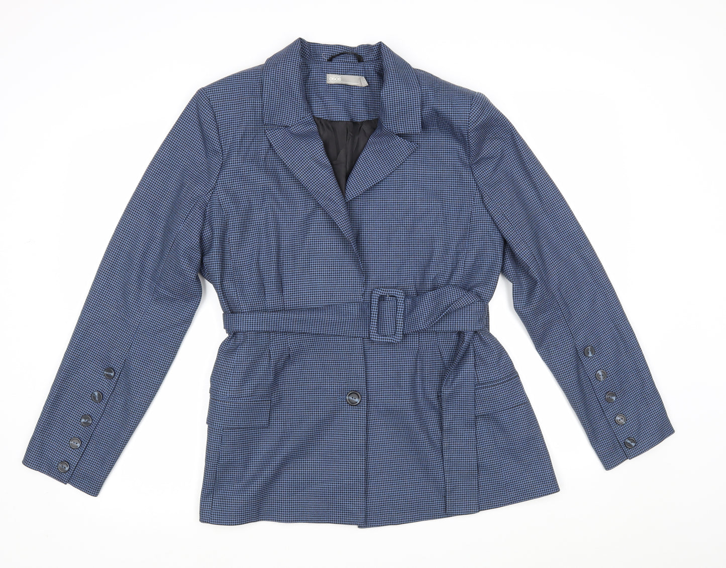 ASOS Womens Black Houndstooth  Jacket Blazer Size 14