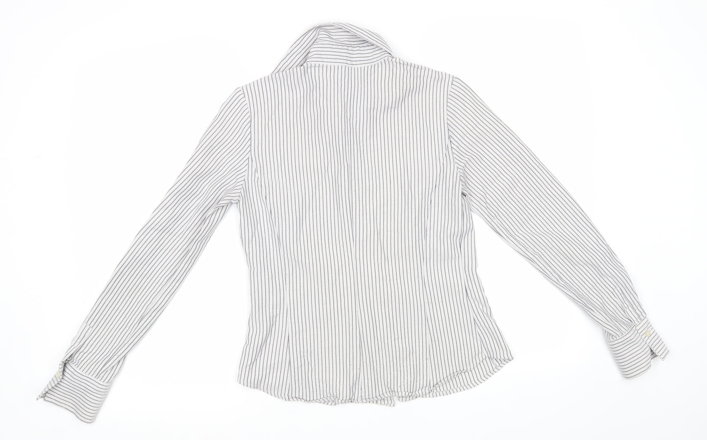 Zara Womens White Striped  Basic Button-Up Size M