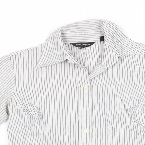 Zara Womens White Striped  Basic Button-Up Size M