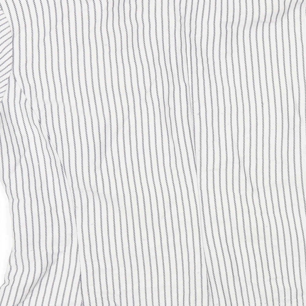 Zara Womens White Striped  Basic Button-Up Size M