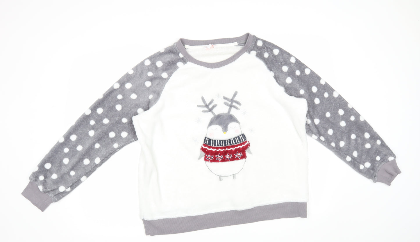Pretty Secrets Womens White Polka Dot  Kimono Pyjama Top Size 16  - Christmas Novelty