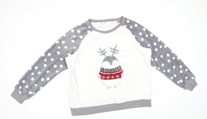 Pretty Secrets Womens White Polka Dot  Kimono Pyjama Top Size 16  - Christmas Novelty