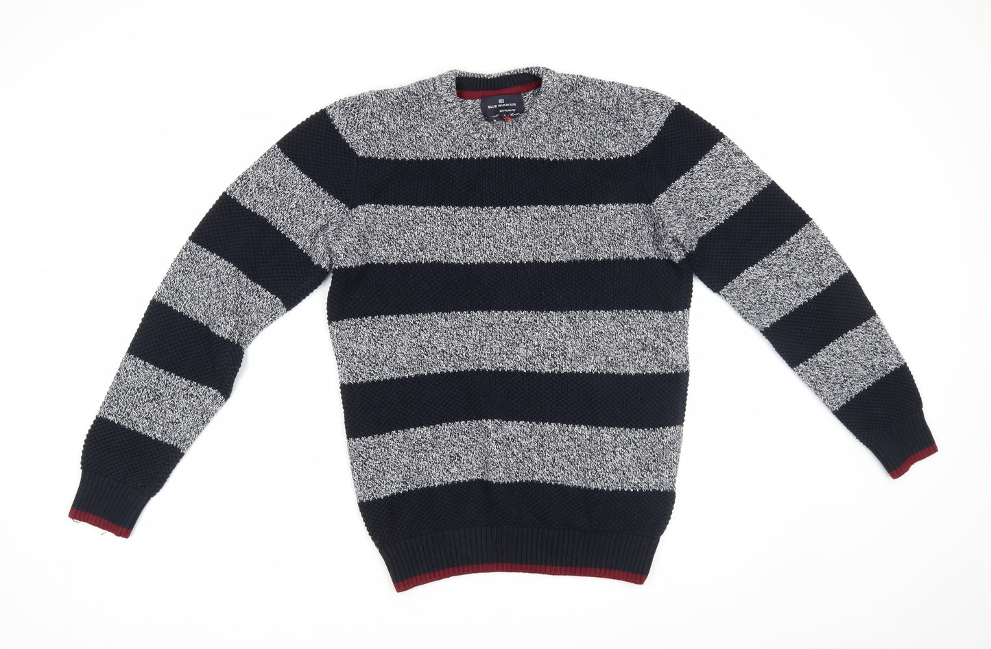 M&S Mens Blue Striped  Pullover Jumper Size S