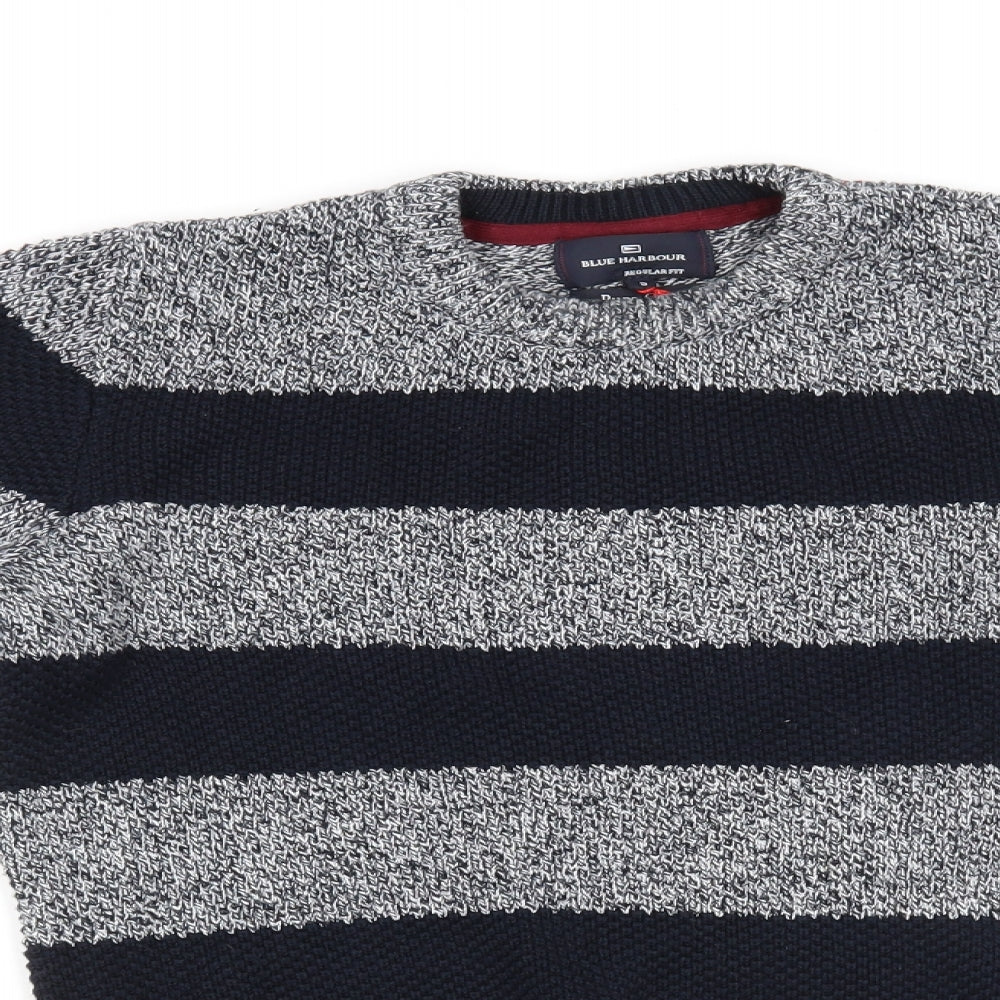 M&S Mens Blue Striped  Pullover Jumper Size S