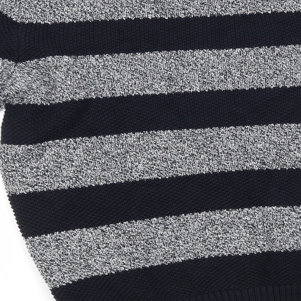 M&S Mens Blue Striped  Pullover Jumper Size S