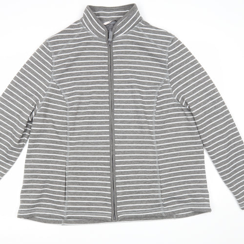 TU Womens Grey Striped  Overcoat Coatigan Size 24