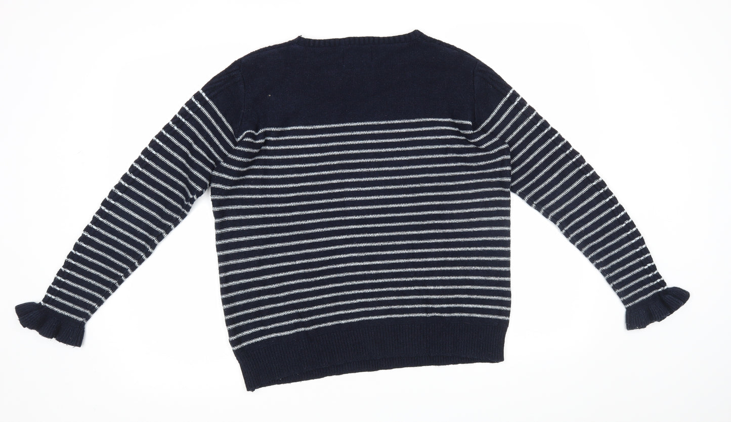 Papaya Womens Blue Striped  Pullover Jumper Size L