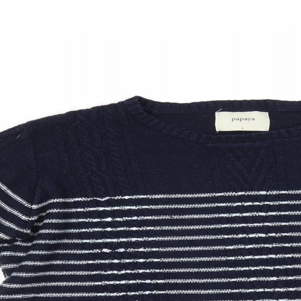 Papaya Womens Blue Striped  Pullover Jumper Size L