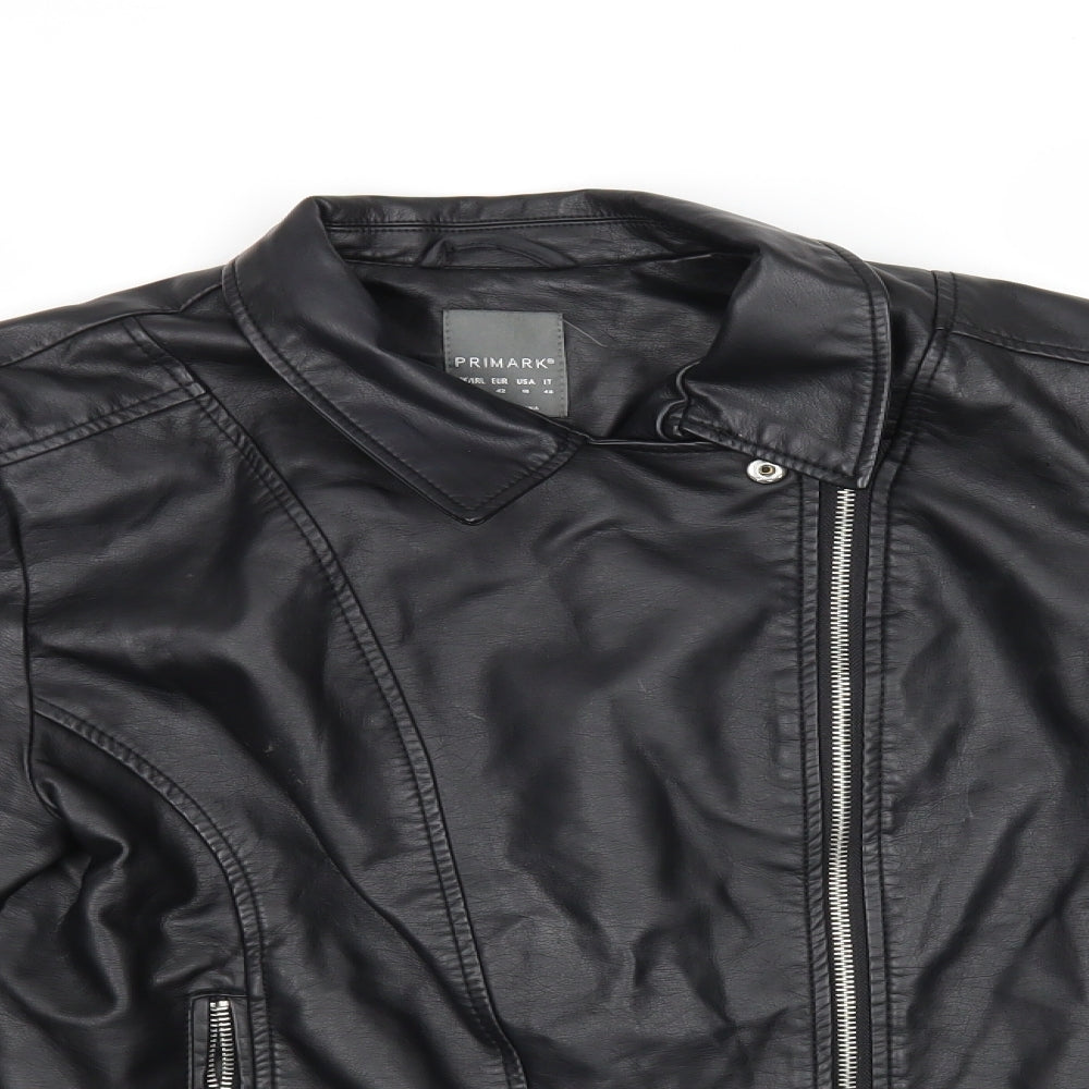 Primark Womens Black   Biker Jacket Size 14