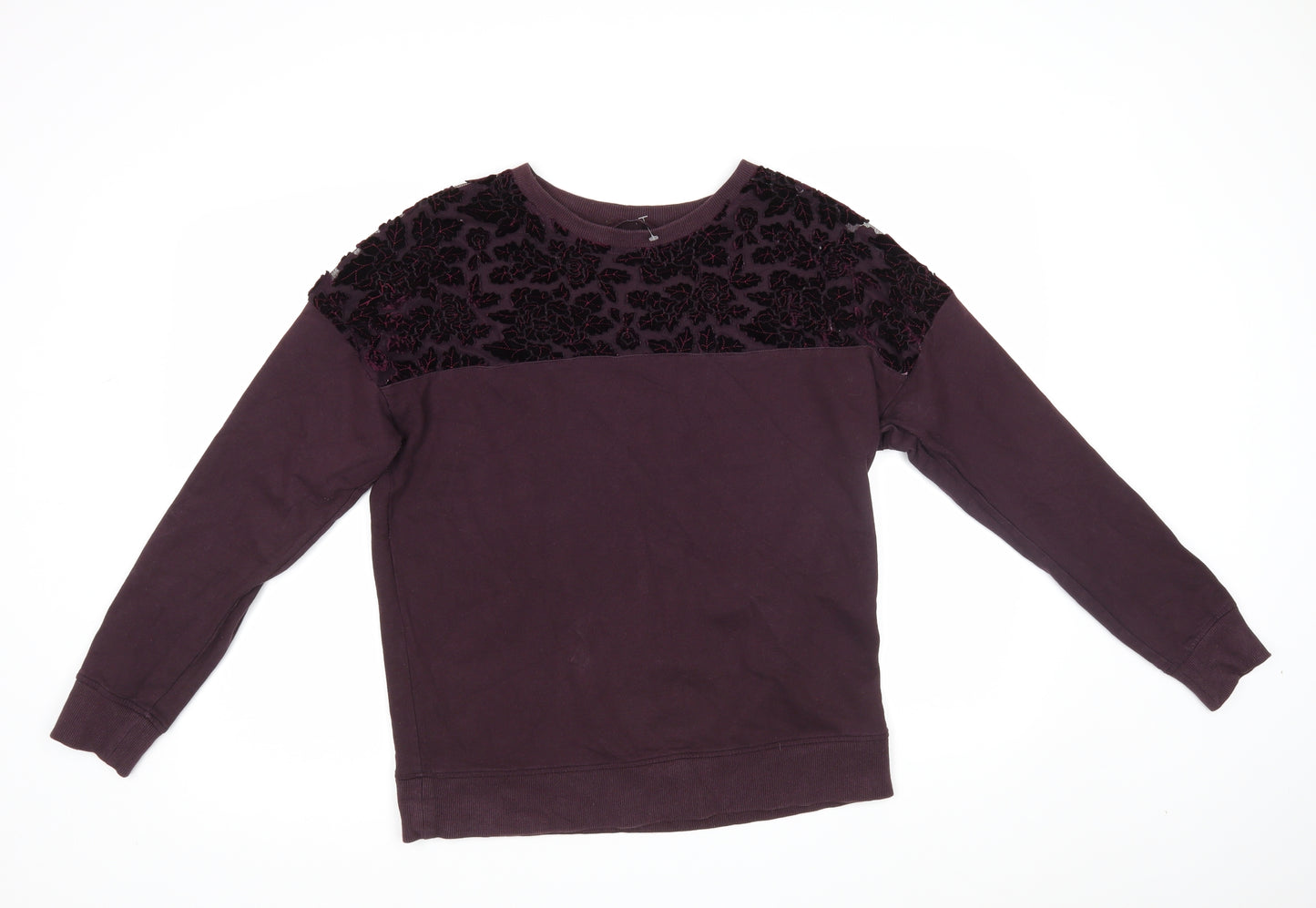 NEXT Womens Purple Floral  Pullover Sweatshirt Size 14