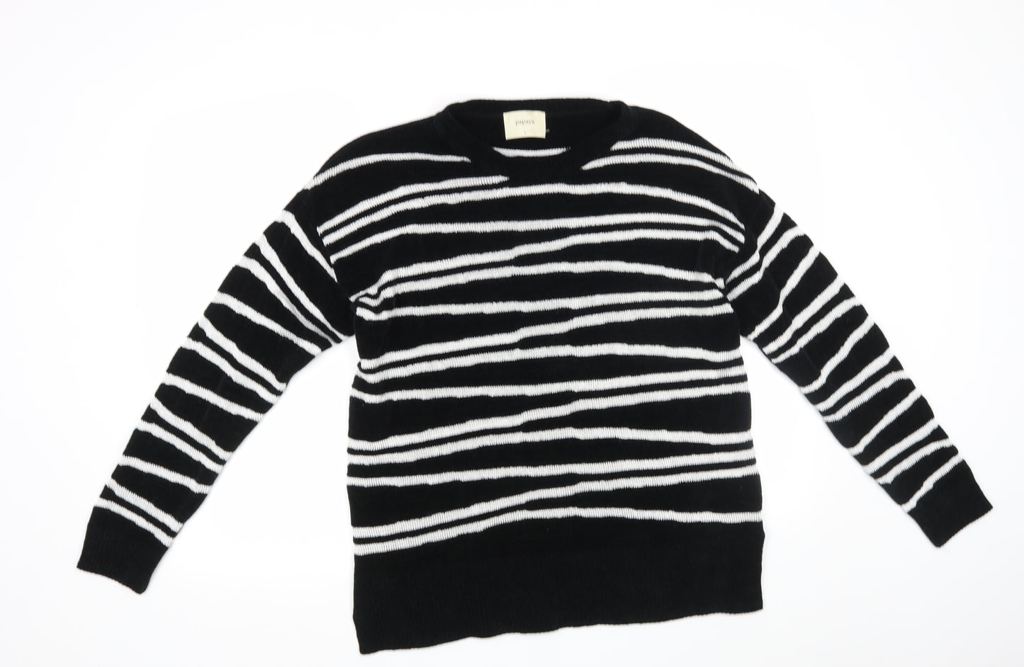 Papaya Womens Black Striped  Pullover Jumper Size L