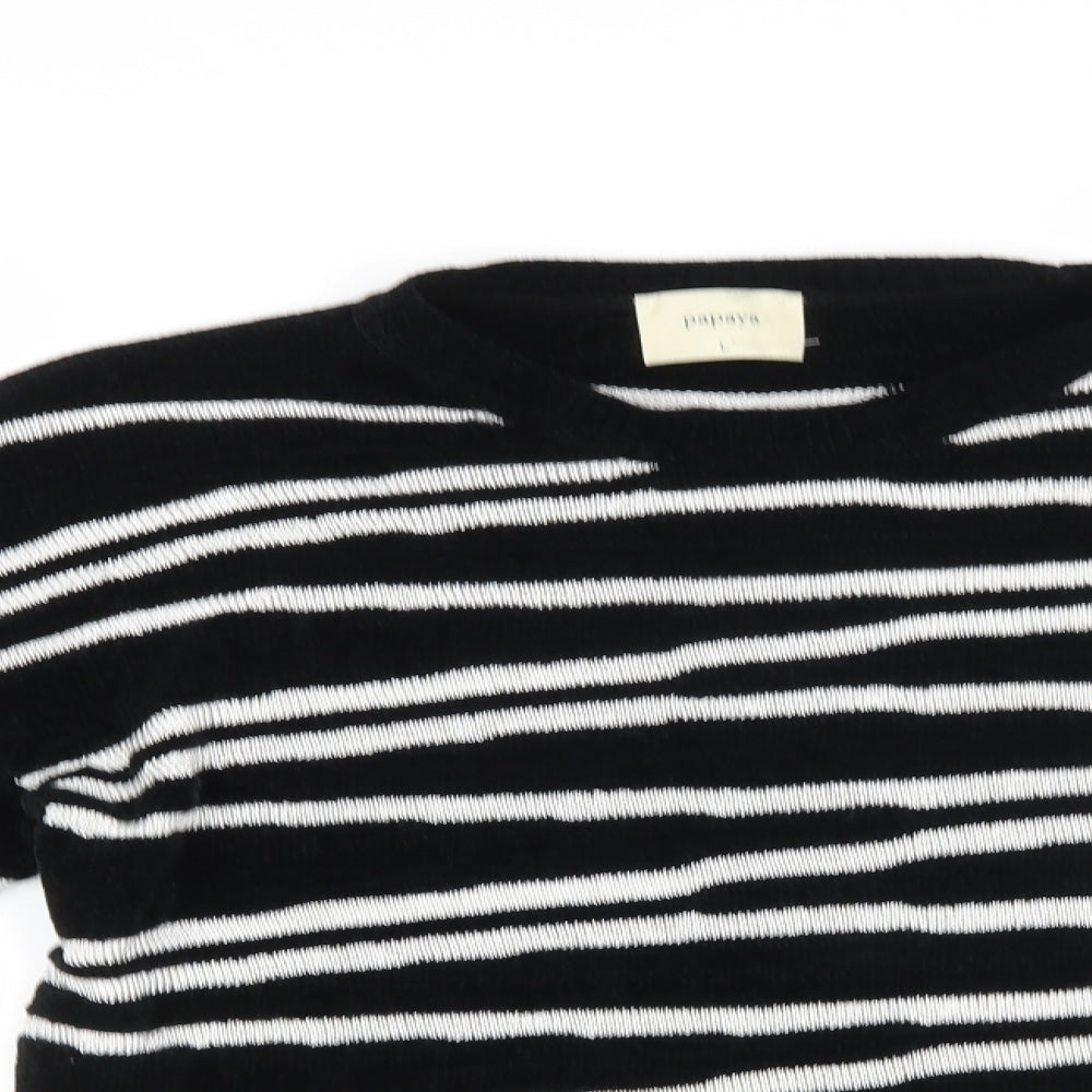 Papaya Womens Black Striped  Pullover Jumper Size L