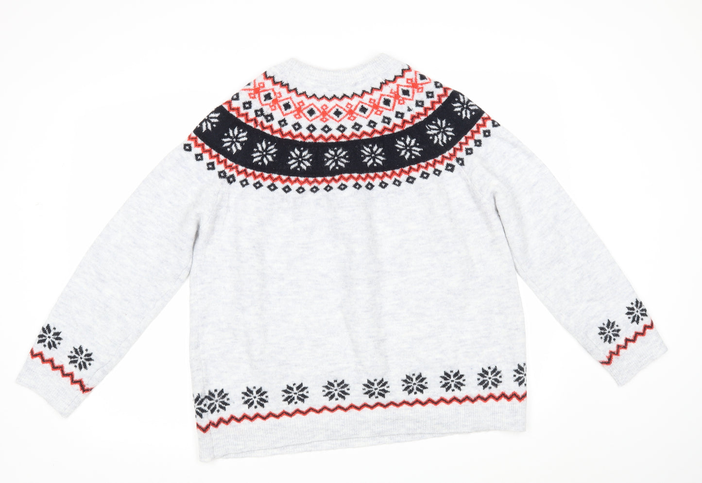 Peacocs Womens Grey Fair Isle  Pullover Jumper Size L