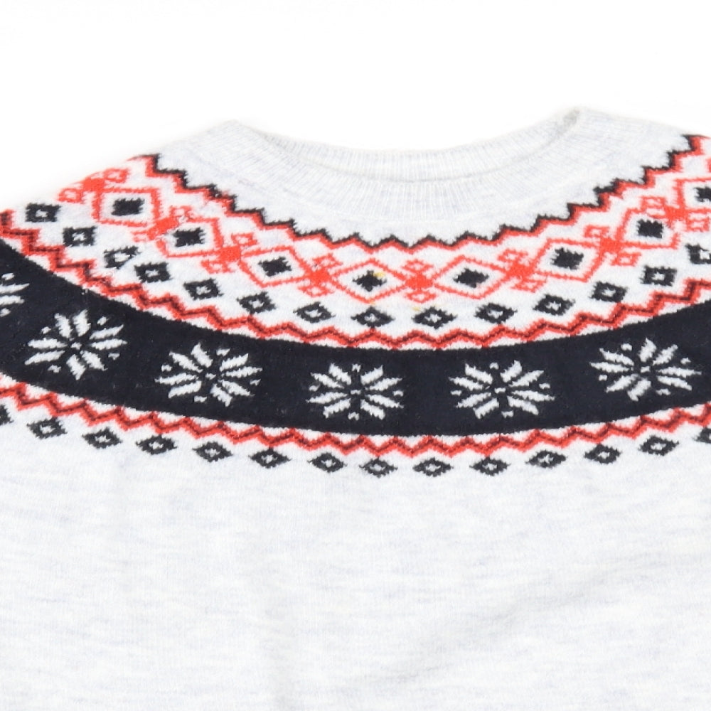 Peacocs Womens Grey Fair Isle  Pullover Jumper Size L