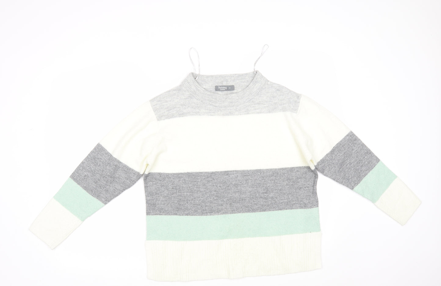Nutmeg Womens Grey Striped  Pullover Jumper Size 14